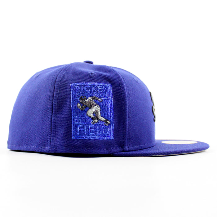 Oakland Athletics Ricky Henderson New Era 59Fifty Fitted Hat (Dark Royal Blue Gray Under Brim)