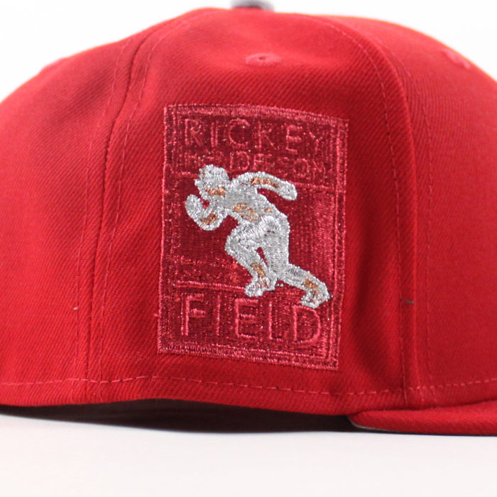 Oakland Athletics Ricky Henderson New Era 59Fifty Fitted Hat (Scarlet Red Gray Under Brim)