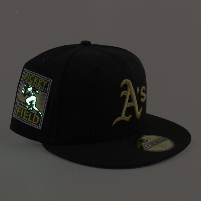 Oakland Athletics Ricky Henderson Oakland Patch New Era 59Fifty Fitted Hat (Black Gray Under Brim)