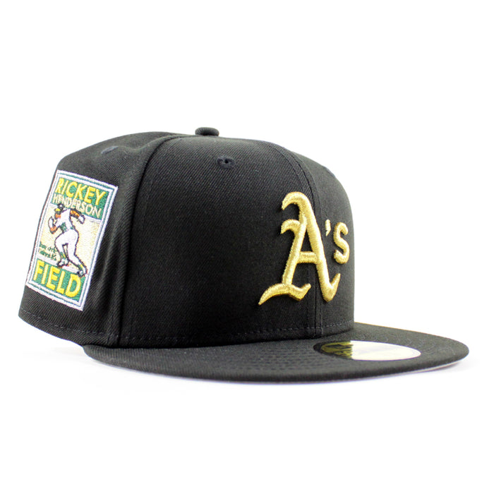 Oakland Athletics Ricky Henderson Oakland Patch New Era 59Fifty Fitted Hat (Black Gray Under Brim)