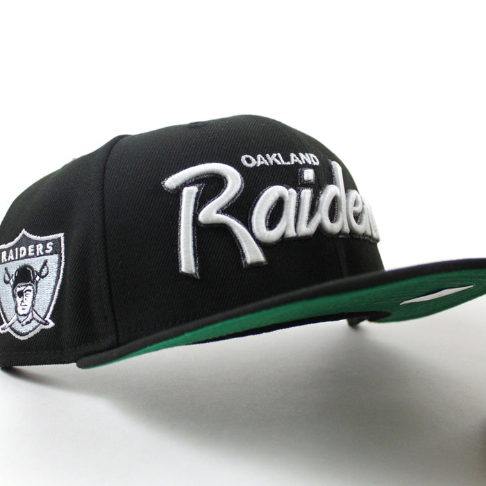 Oakland Raiders Pirate Patch New Era 59Fifty Fitted Hat (Black Green Under Brim)