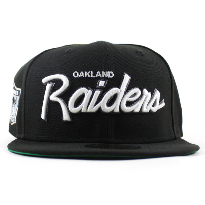 Oakland Raiders Pirate Patch New Era 59Fifty Fitted Hat (Black Green Under Brim)