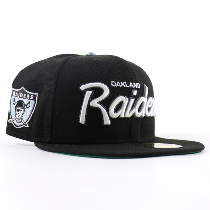 Oakland Raiders Pirate Patch New Era 59Fifty Fitted Hat (Black Green Under Brim)