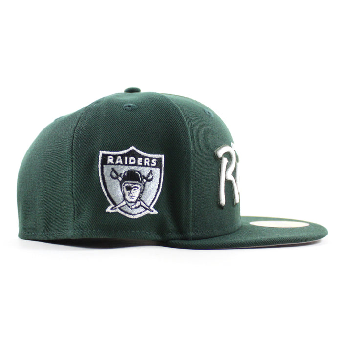 Oakland Raiders Pirate Patch New Era 59Fifty Fitted Hat (Dark Green Gray Under Brim)