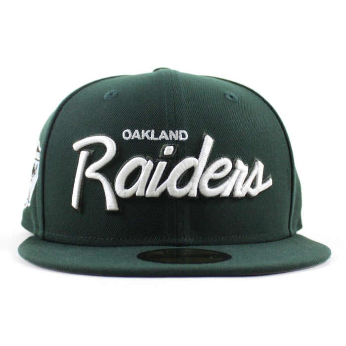 Oakland Raiders Pirate Patch New Era 59Fifty Fitted Hat (Dark Green Gray Under Brim)