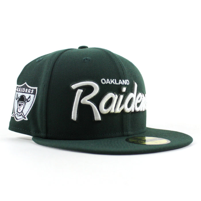 Oakland Raiders Pirate Patch New Era 59Fifty Fitted Hat (Dark Green Gray Under Brim)