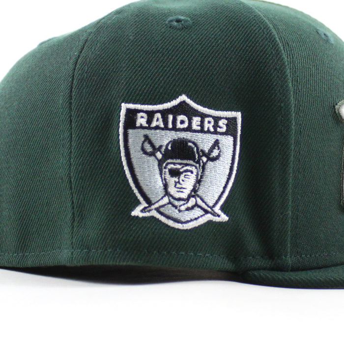 Oakland Raiders Pirate Patch New Era 59Fifty Fitted Hat (Dark Green Gray Under Brim)