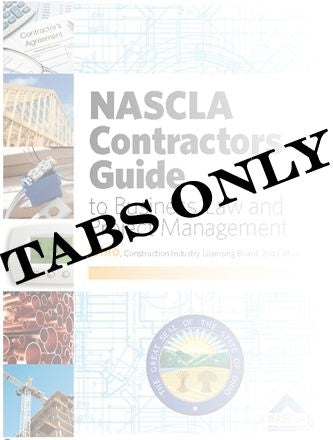Cover of Ohio NASCLA Contractors Guide to Business, Law and Project Management 3rd Edition with construction images and tabs