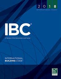 Cover of the 2018 International Building Code book with blue and green design elements and NRC logo