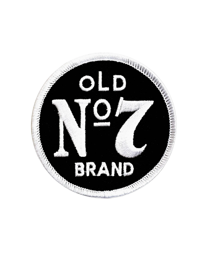 Old no. 7 brand patch black and white embroidered twill by WeBig Moto sold by Le Monkey House