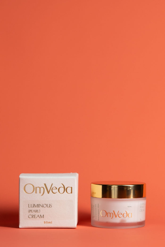 OmVeda luminous pearl moisturiser cream jar with box, 50ml