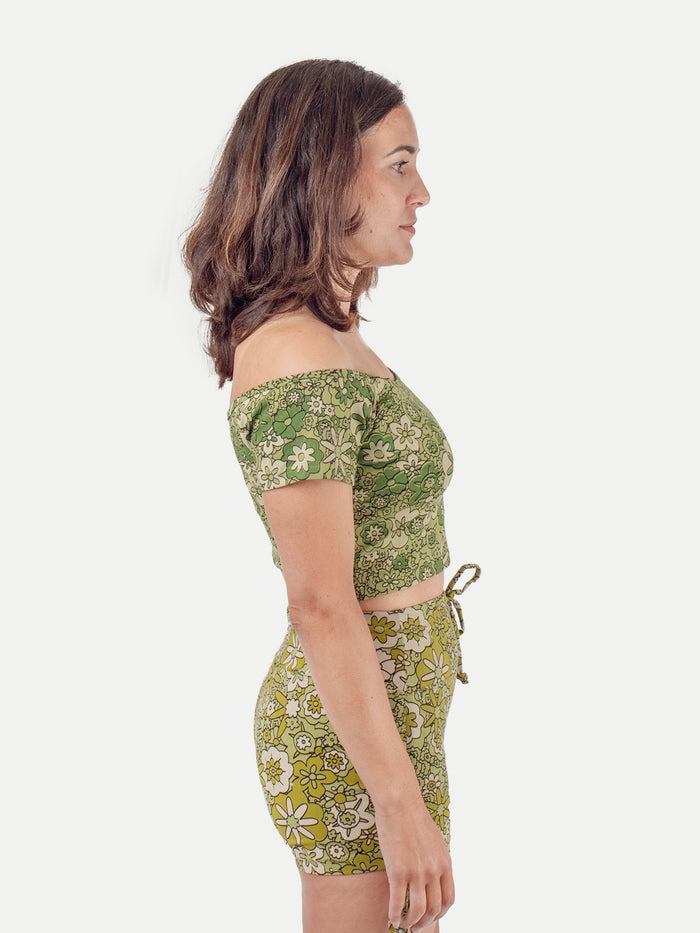 Organic Cotton Booty Shorts | Floral Green-Image 2