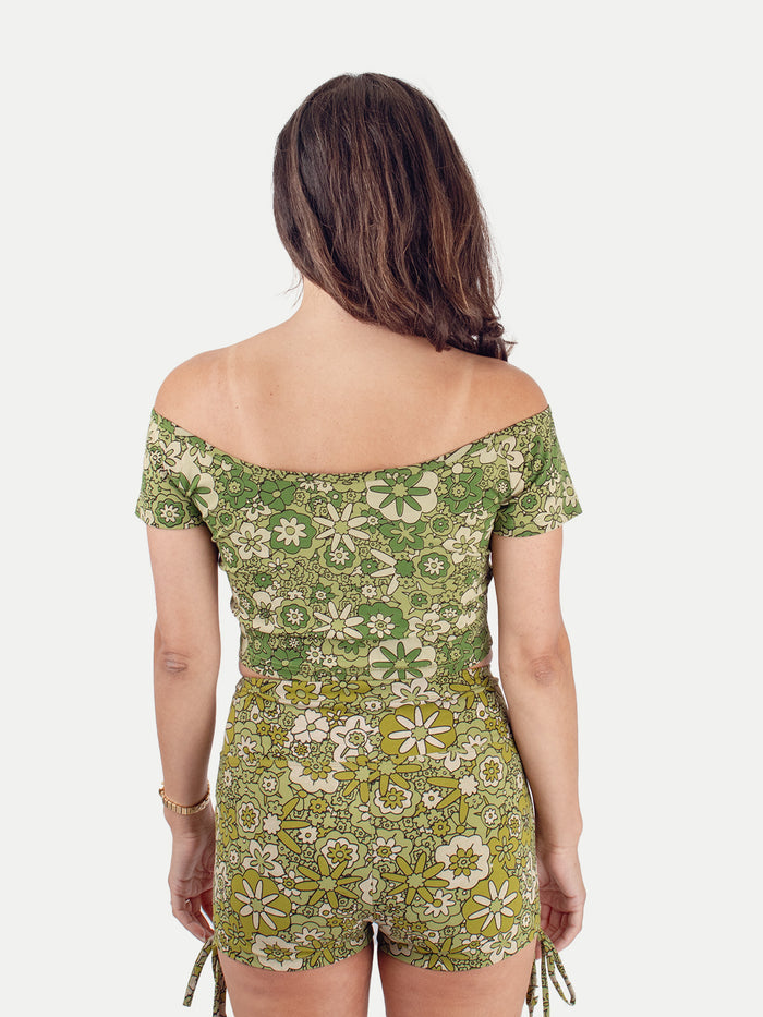 Organic Cotton Booty Shorts | Floral Green-Image 3