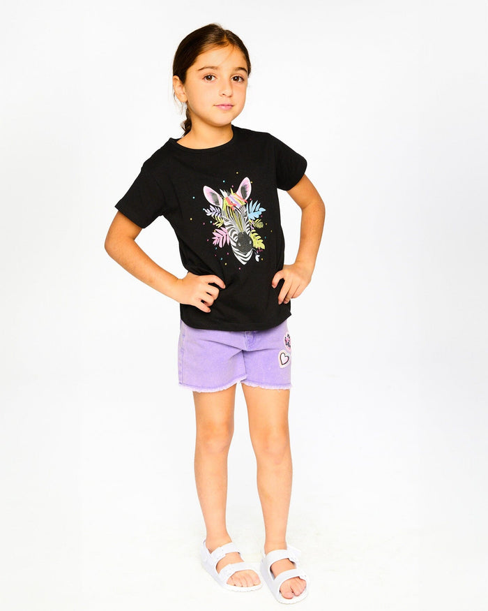 Organic Cotton Jersey T-Shirt Black With Zebra-1