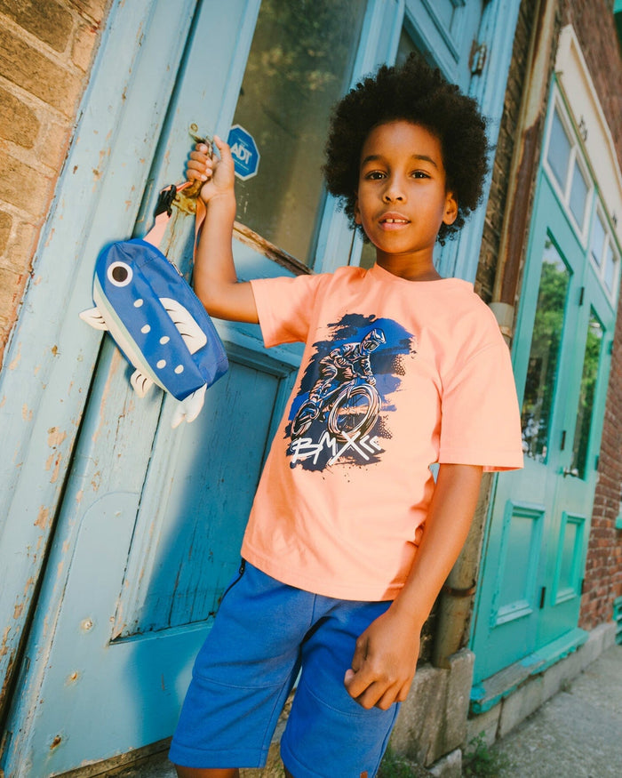 Organic Cotton Jersey T-Shirt With Bmx Print Orange-1