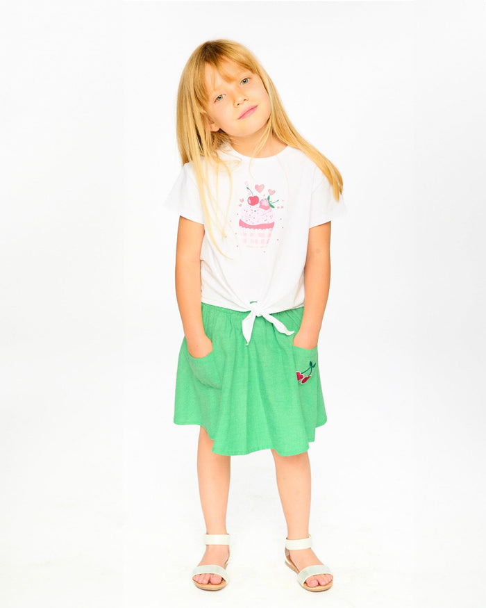 Organic Cotton Jersey T-Shirt With Tie At Waist White-1