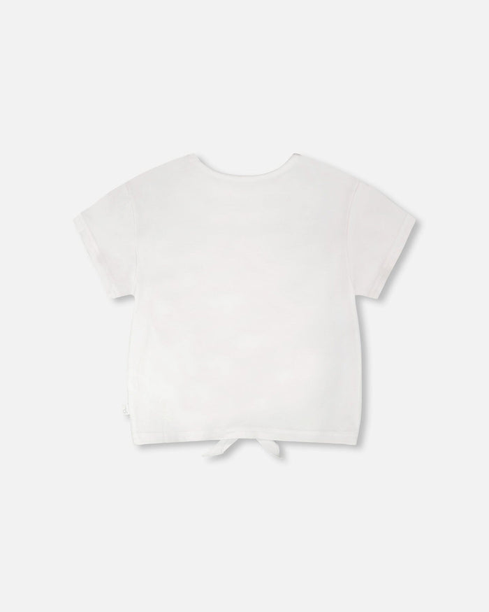 Organic Cotton Jersey T-Shirt With Tie At Waist White-2