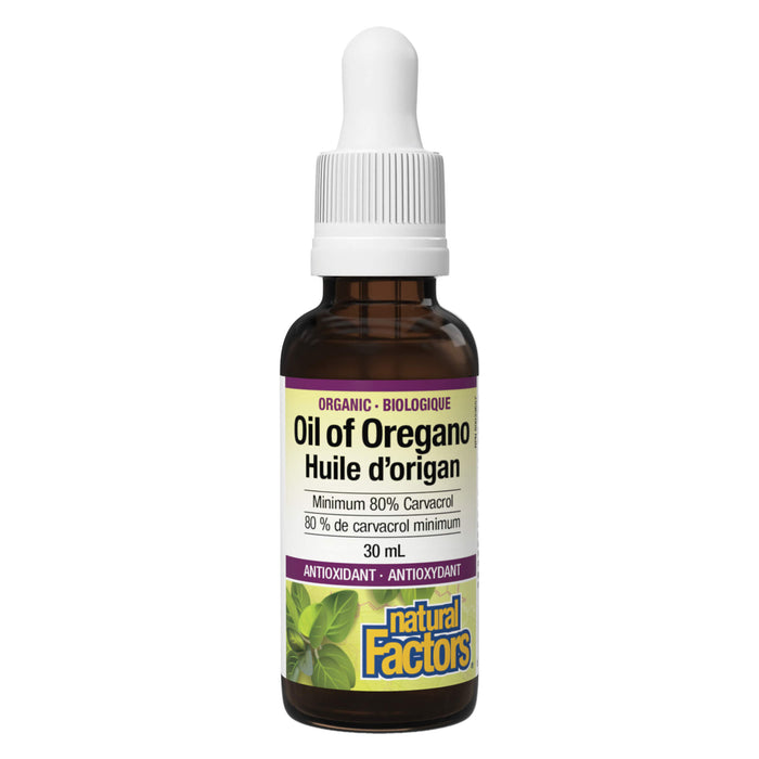 Bottle of Natural Factors Organic Oil of Oregano 30ml