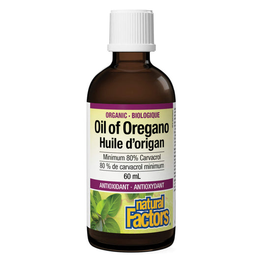 Bottle of Natural Factors Organic Oil of Oregano 60ml