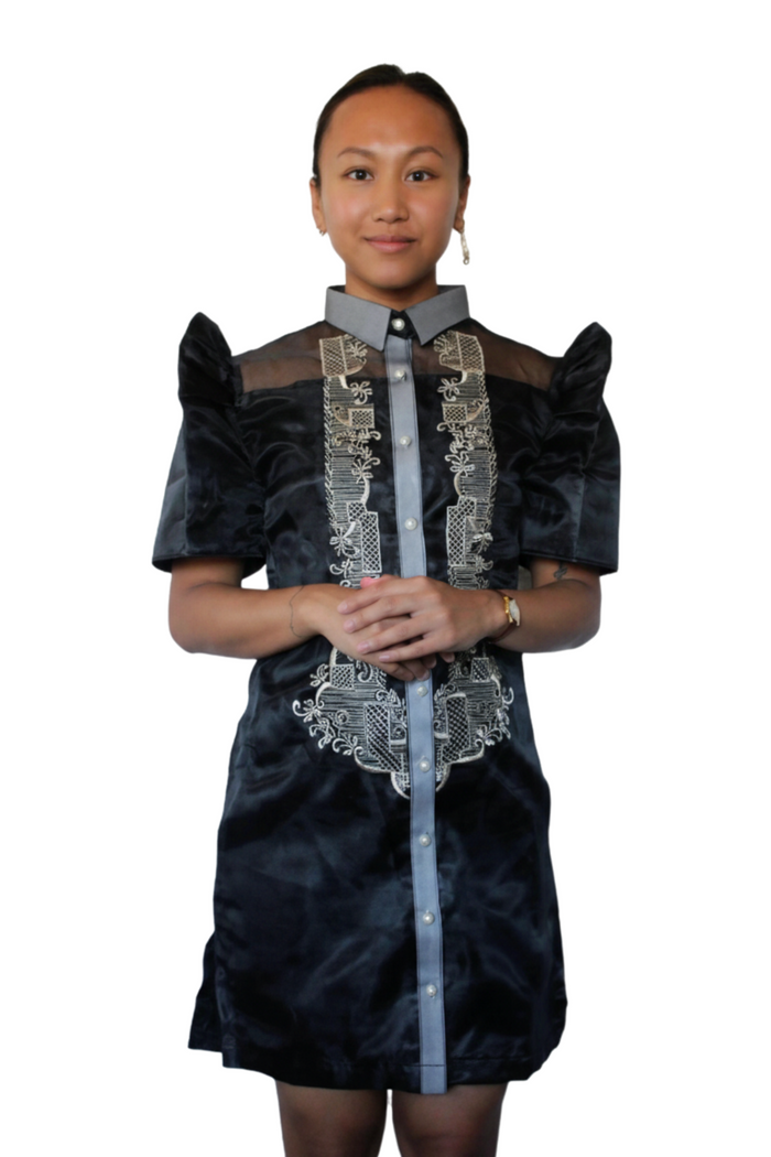 Black Organza Filipiniana Barong Dress
