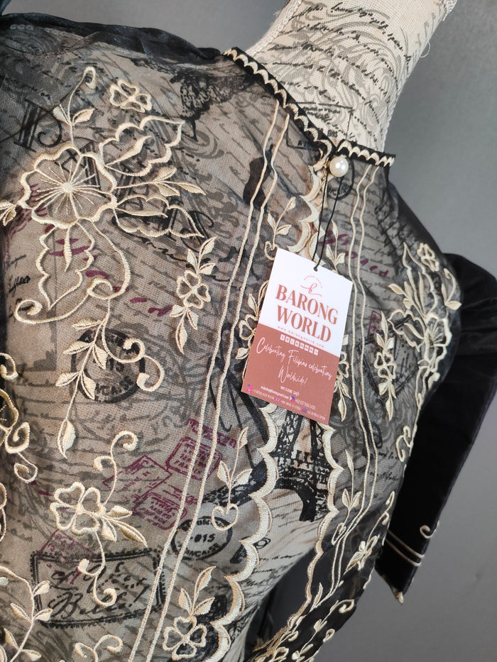Premium Black Modern Filipiniana Bolero