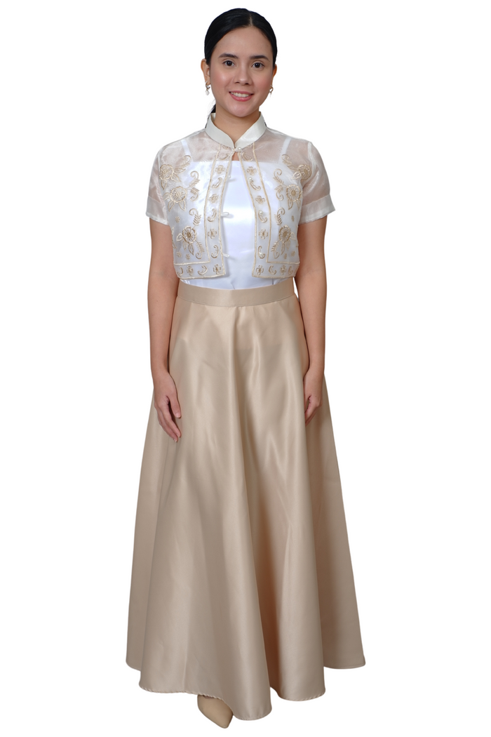 Organza Premium Embroidered Modern Filipiniana Bolero Set