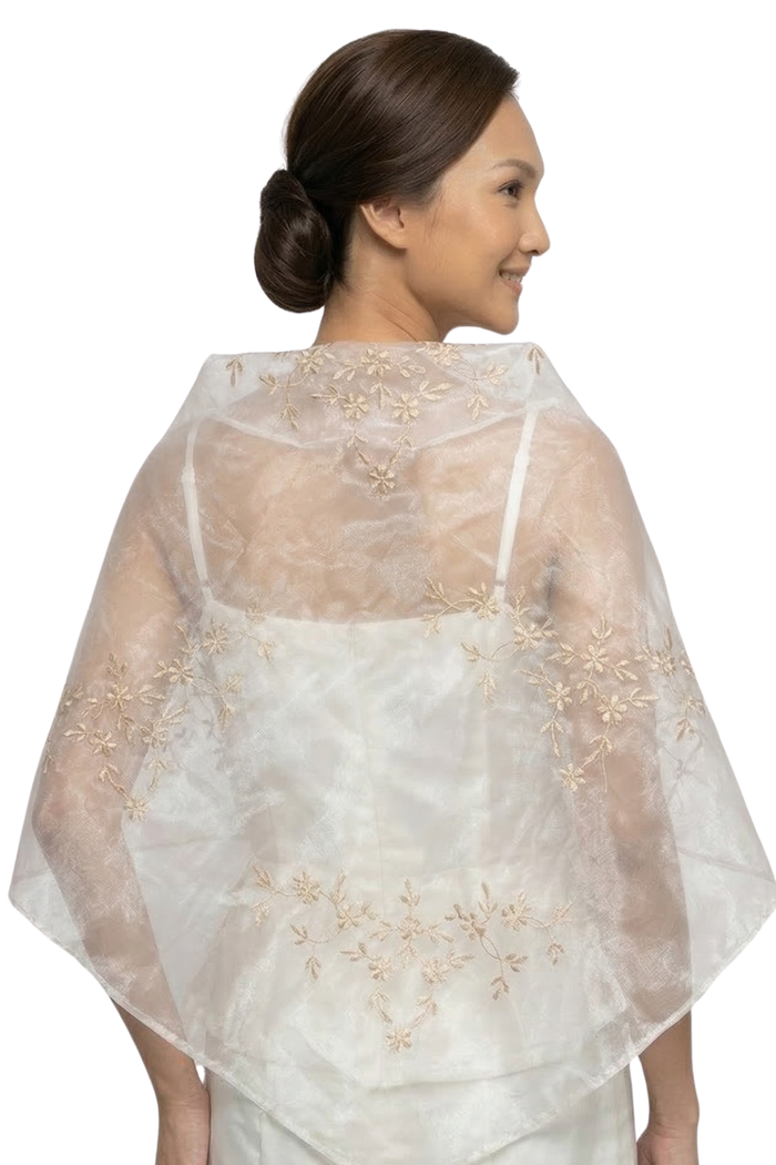 White Classic Filipiniana Alampay