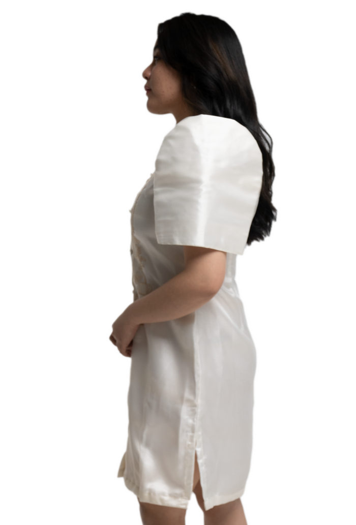 White Mestiza Sleeve Barong Dress