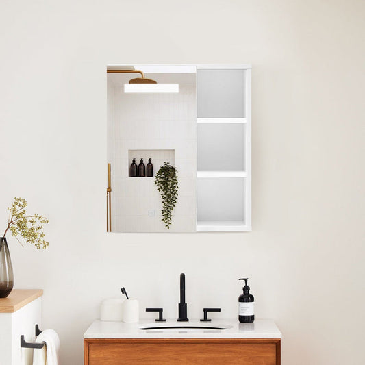 Othello Bathroom Mirror Cabinet with Lights[1 Door+3 Shelves]