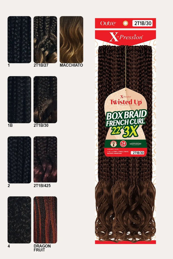 OUTRE X-PRESSION 3X  BOX BRAID FRENCH CURL 22" OUTRE
