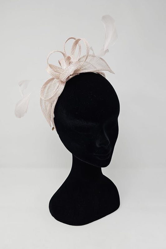 Oyster Silver Looped Feather Hairband Fascinator