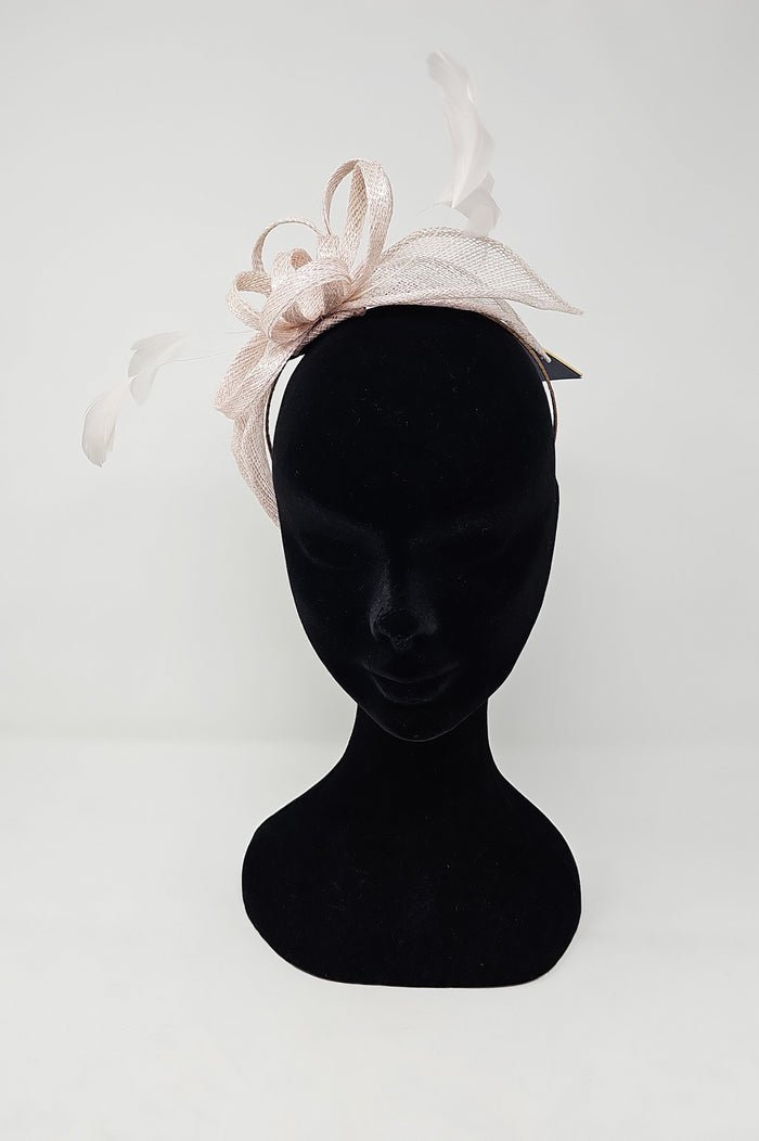 Oyster Silver Looped Feather Hairband Fascinator