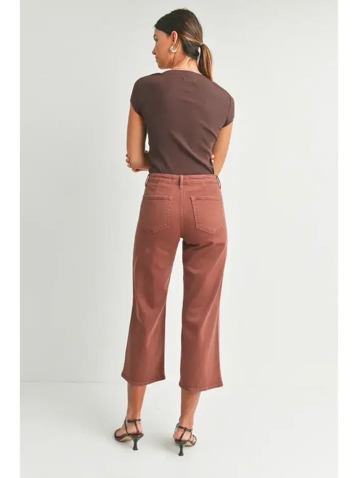 Patch Pocket Wide Leg Walnut Jeans