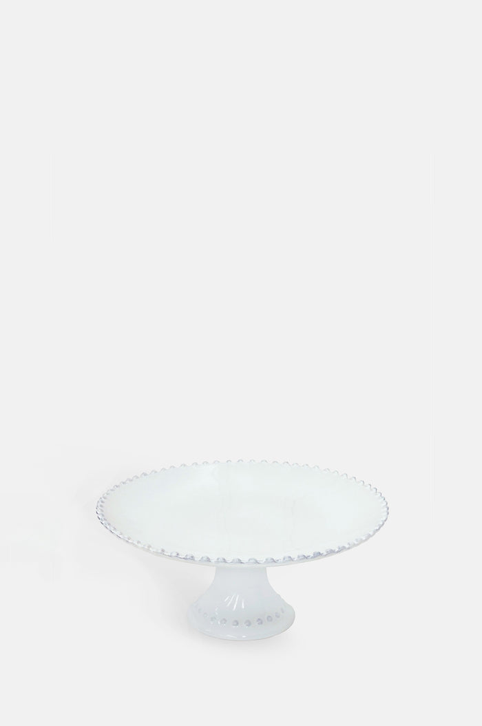 Costa Nova pearl white footed cake plate 22cm with pearl edging.