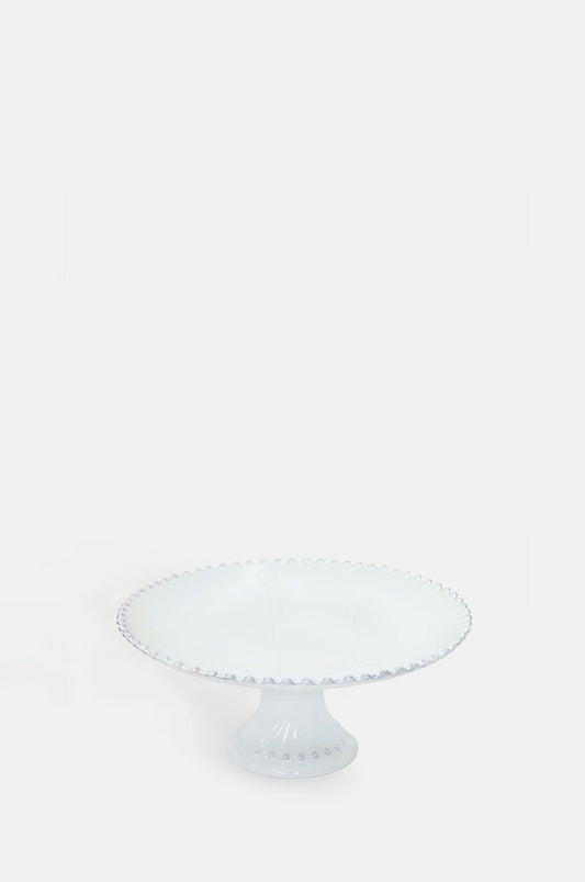 Costa Nova pearl white footed cake plate 22cm with pearl edging.