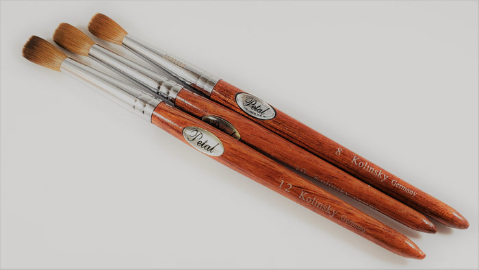 Petal Red Wood Handle Professional Acrylic Powder Nail Brush  (CRIMPED)