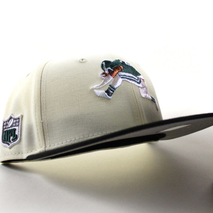 Philadelphia Eagles NFL Patch New Era 59Fifty Fitted Hat (Off White Black Gray Under Brim)