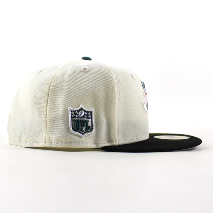 Philadelphia Eagles NFL Patch New Era 59Fifty Fitted Hat (Off White Black Gray Under Brim)