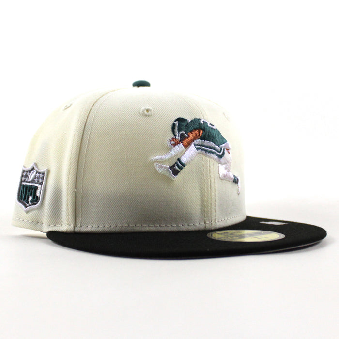 Philadelphia Eagles NFL Patch New Era 59Fifty Fitted Hat (Off White Black Gray Under Brim)