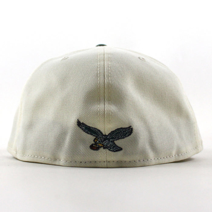 Philadelphia Eagles NFL Patch New Era 59Fifty Fitted Hat (Off White Black Gray Under Brim)