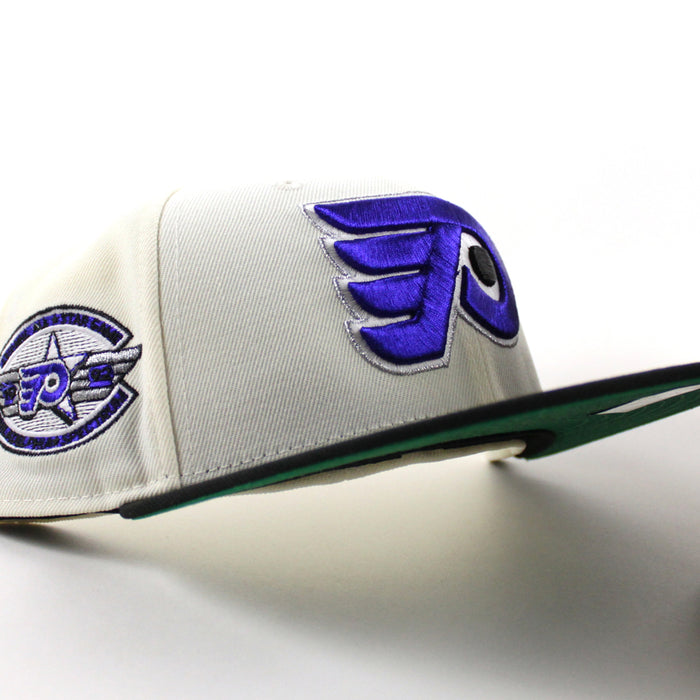 Philadelphia Flyers 1922 Patch New Era 59Fifty Fitted Hat (Chrome White Black Green Under Brim)