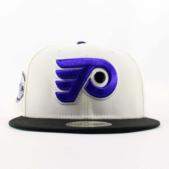 Philadelphia Flyers 1922 Patch New Era 59Fifty Fitted Hat (Chrome White Black Green Under Brim)