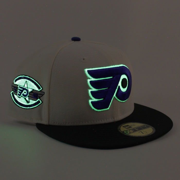 Philadelphia Flyers 1922 Patch New Era 59Fifty Fitted Hat (Chrome White Black Green Under Brim)