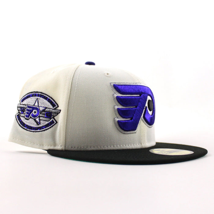 Philadelphia Flyers 1922 Patch New Era 59Fifty Fitted Hat (Chrome White Black Green Under Brim)