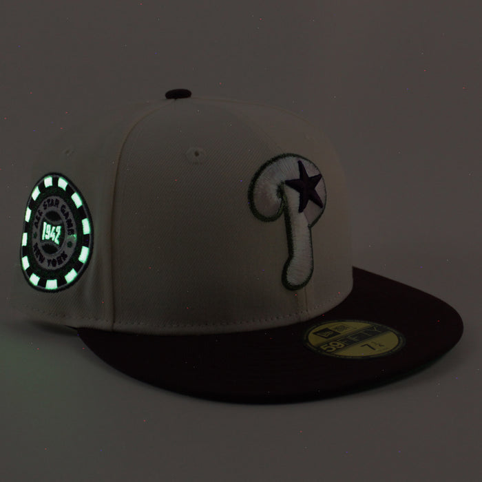 Philadelphia Phillies 1942 All Star Game 59Fifty New Era Fitted Hat (Chrome White Maroon Kelly Green Under Brim)