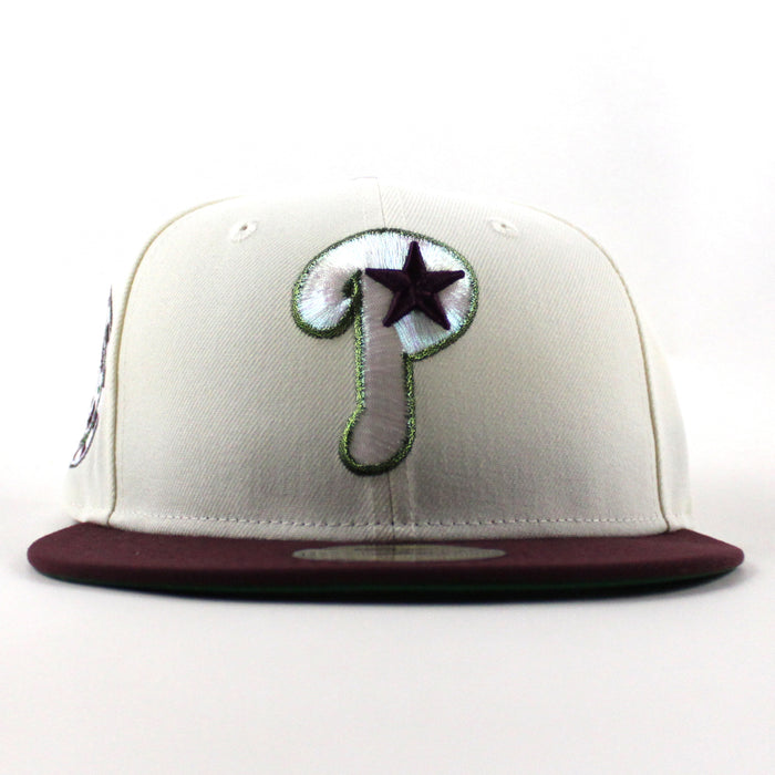 Philadelphia Phillies 1942 All Star Game 59Fifty New Era Fitted Hat (Chrome White Maroon Kelly Green Under Brim)