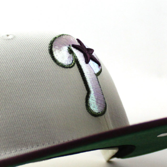 Philadelphia Phillies 1942 All Star Game 59Fifty New Era Fitted Hat (Chrome White Maroon Kelly Green Under Brim)