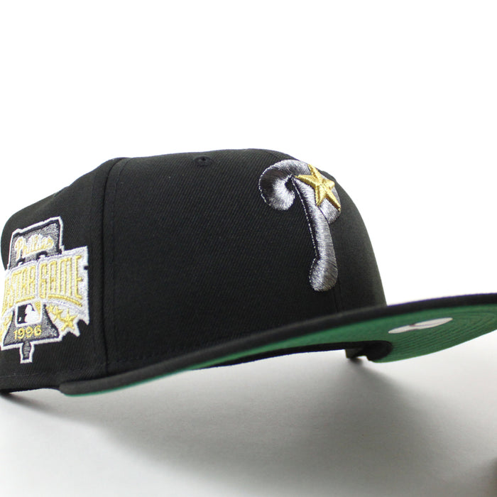 Philadelphia Phillies 1996 All Star Game 59Fifty New Era Fitted Hat (Black and Kelly Green Under Brim)