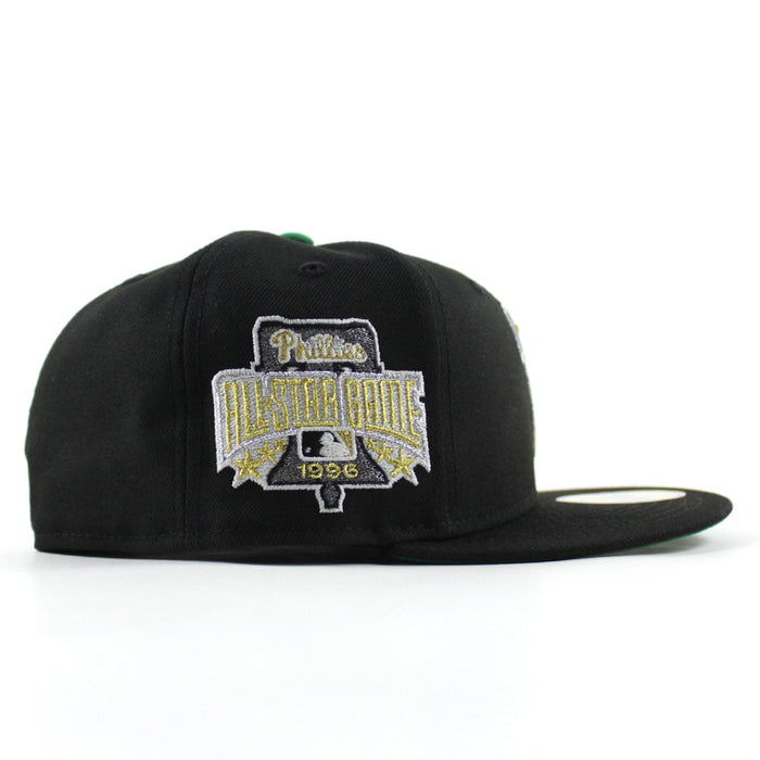 Philadelphia Phillies 1996 All Star Game 59Fifty New Era Fitted Hat (Black and Kelly Green Under Brim)