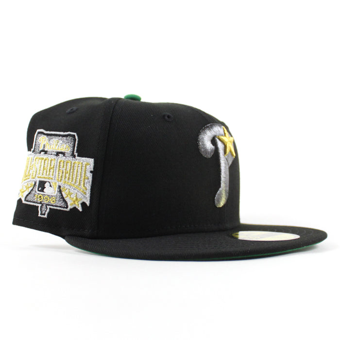 Philadelphia Phillies 1996 All Star Game 59Fifty New Era Fitted Hat (Black and Kelly Green Under Brim)